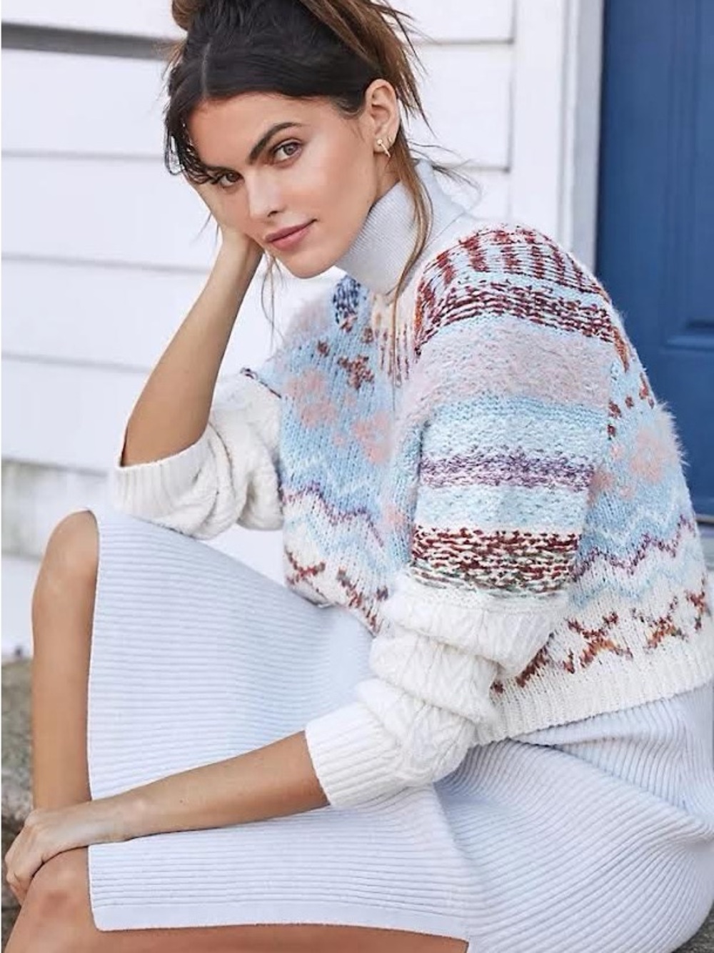 Daily Practice by Anthropology Off-the-Shoulder Fair Isle Sweater